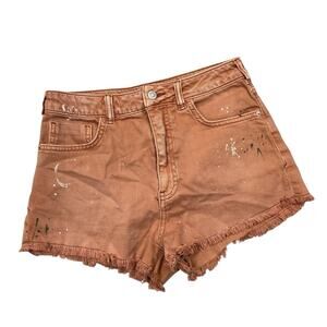 Pilcro Shorts Burnt Orange Anthropologie Distressed Fringe Trim 27